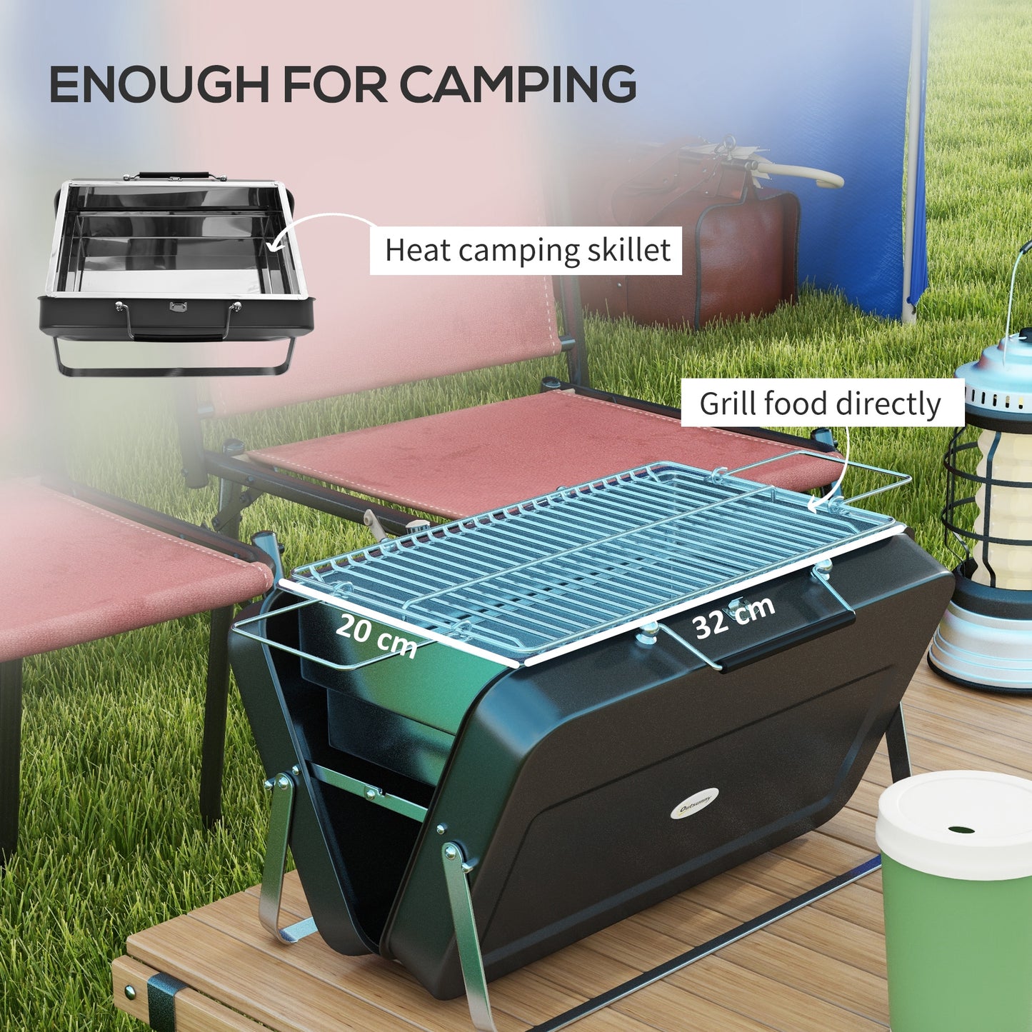 BBQ portable format valise métal charbon