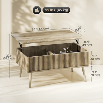 Table basse avec plateau relevable et rangement