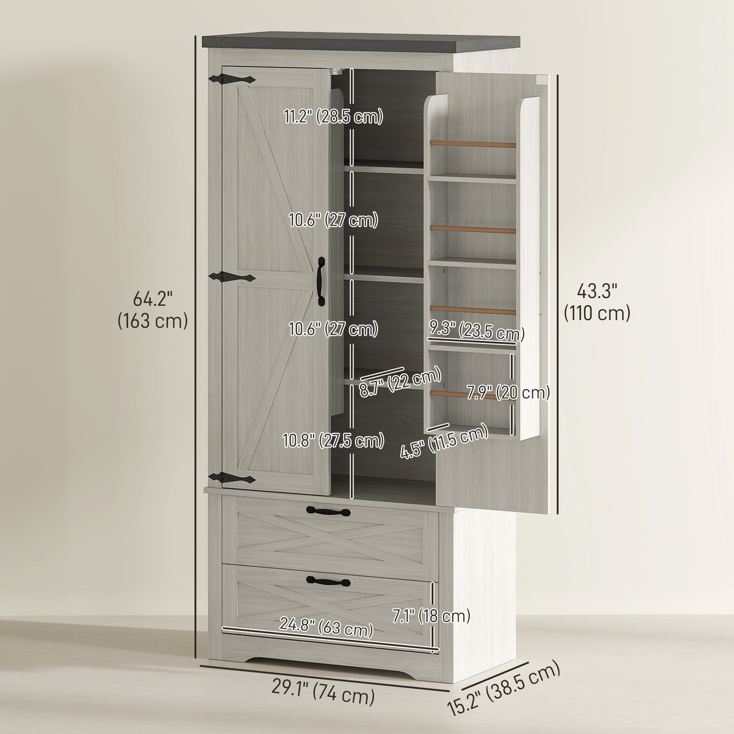 Armoire de cuisine style fermette portes grange