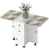 Table à manger pliante escamotable avec rangement — Roulettes