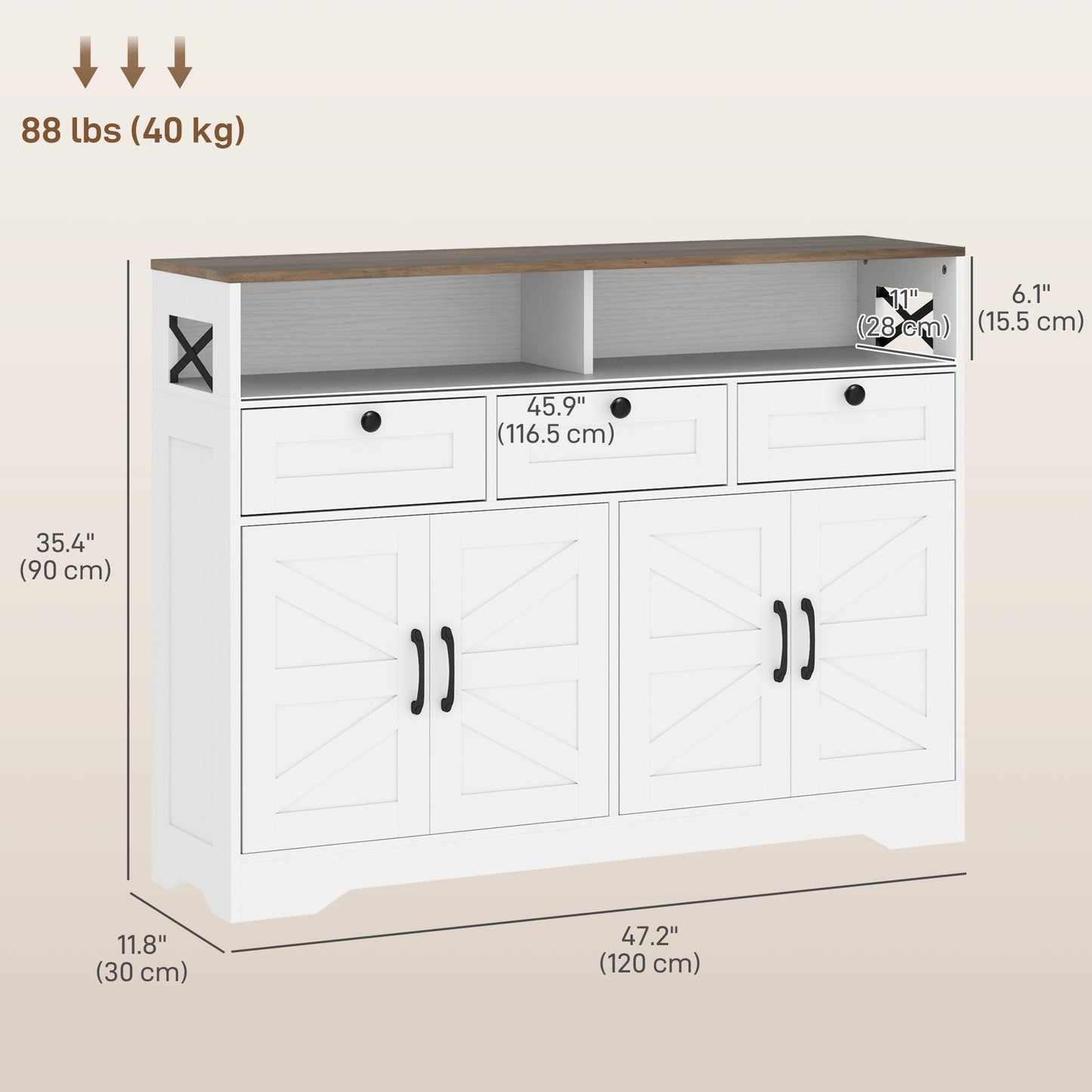 Buffet bahut 4 portes de grange et 3 tiroirs