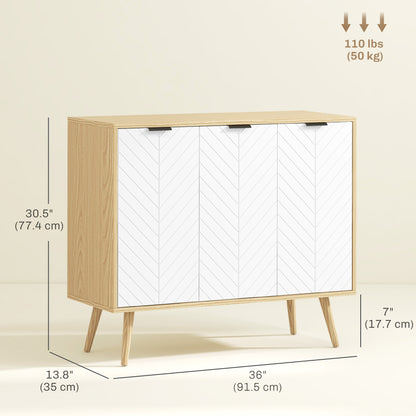 Buffet moderne avec portes à chevrons et tablettes réglables