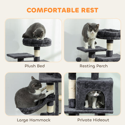 Arbre à chat multi-niveaux 132 cm — gris
