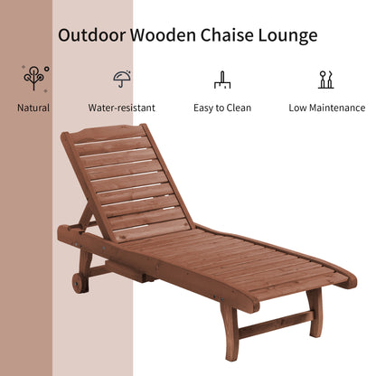 Chaise longue en bois de sapin avec plateau coulissant