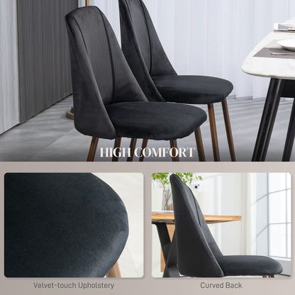 Chaises de salle à manger rembourrées velours ensemble 4