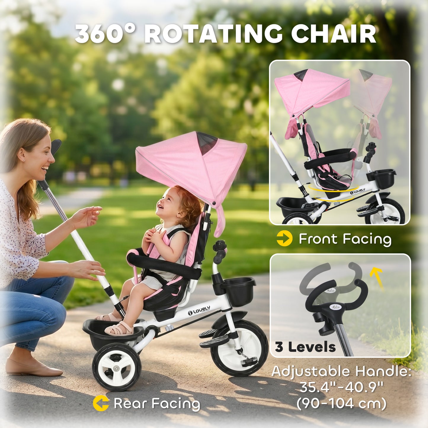 Tricycle évolutif 6-en-1 pour tout-petits avec auvent