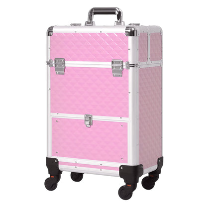 Valise de maquillage roulante professionnelle en aluminium