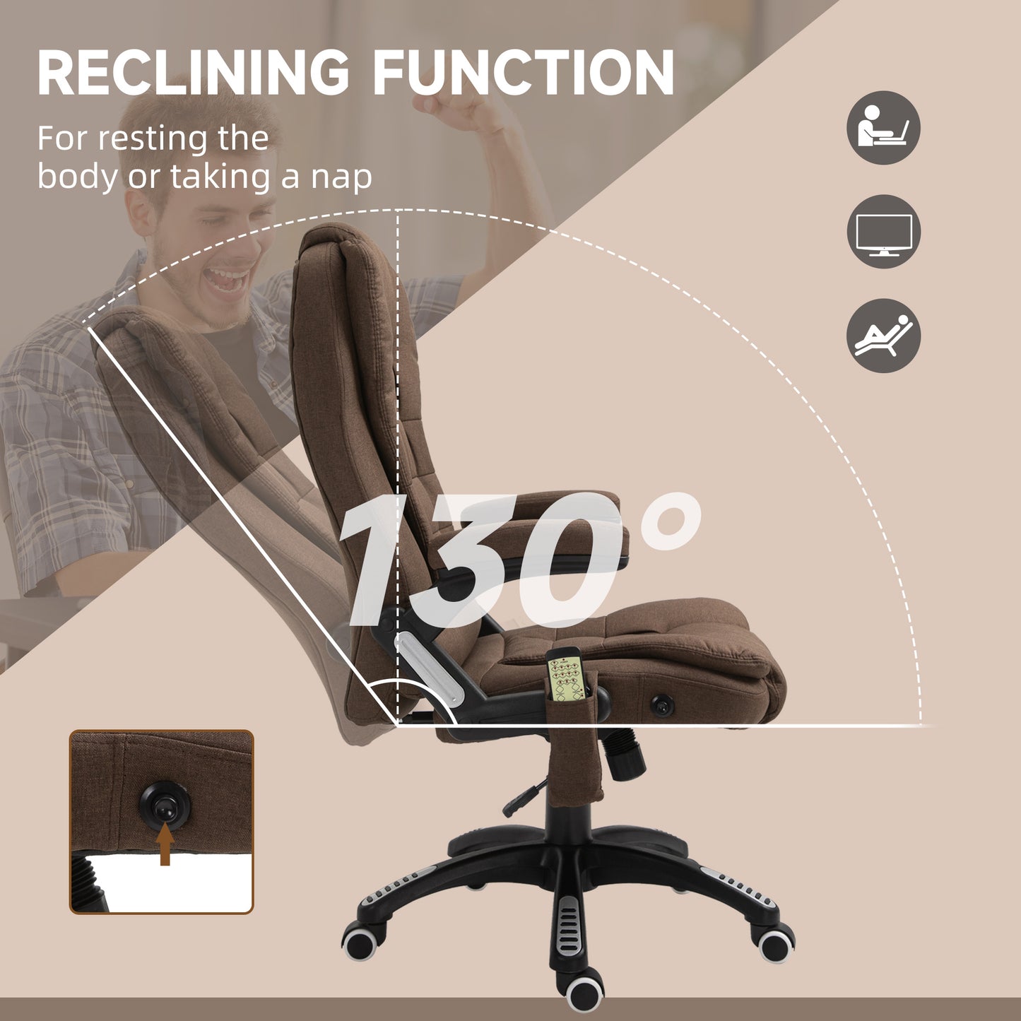 Fauteuil bureau massant inclinable dossier haut pivotant