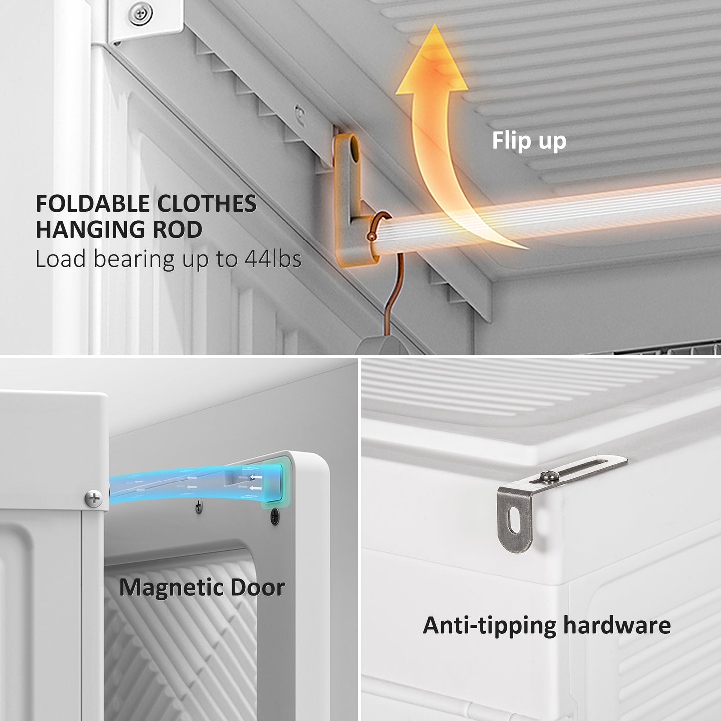 Penderie pliable modulaire avec rangements cubes et tringles