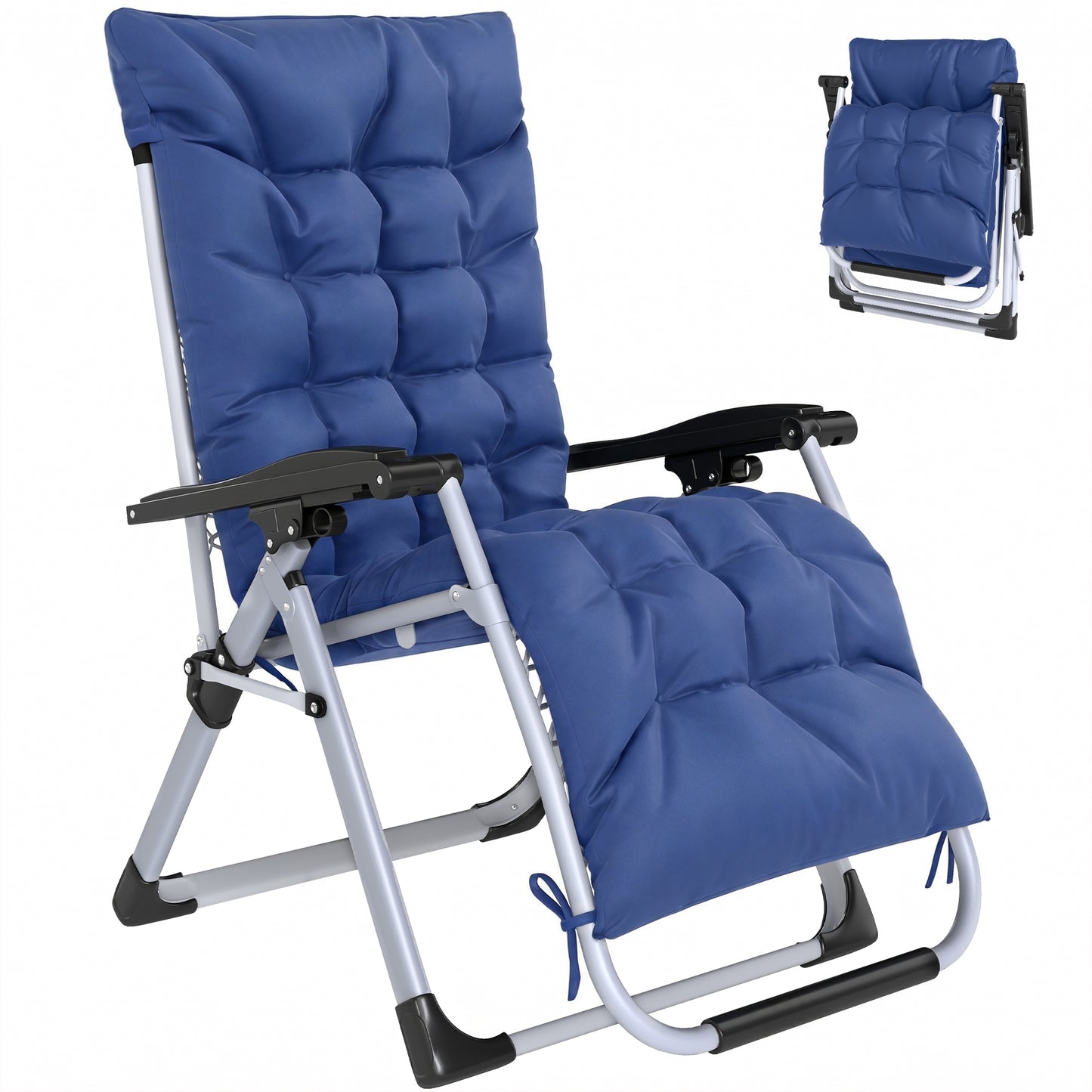 Chaise longue zéro gravité pliante avec coussin amovible