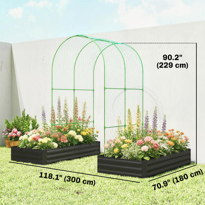 Jardinière surélevée en acier avec treillis en arche