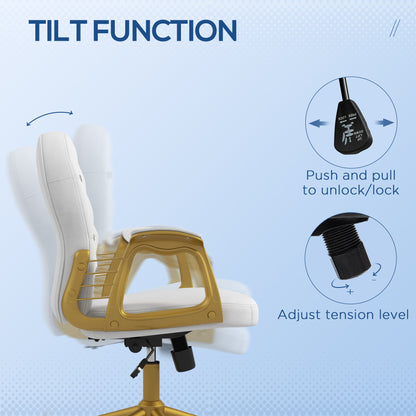 Chaise de bureau capitonnée cuir synthétique cristaux décoratifs