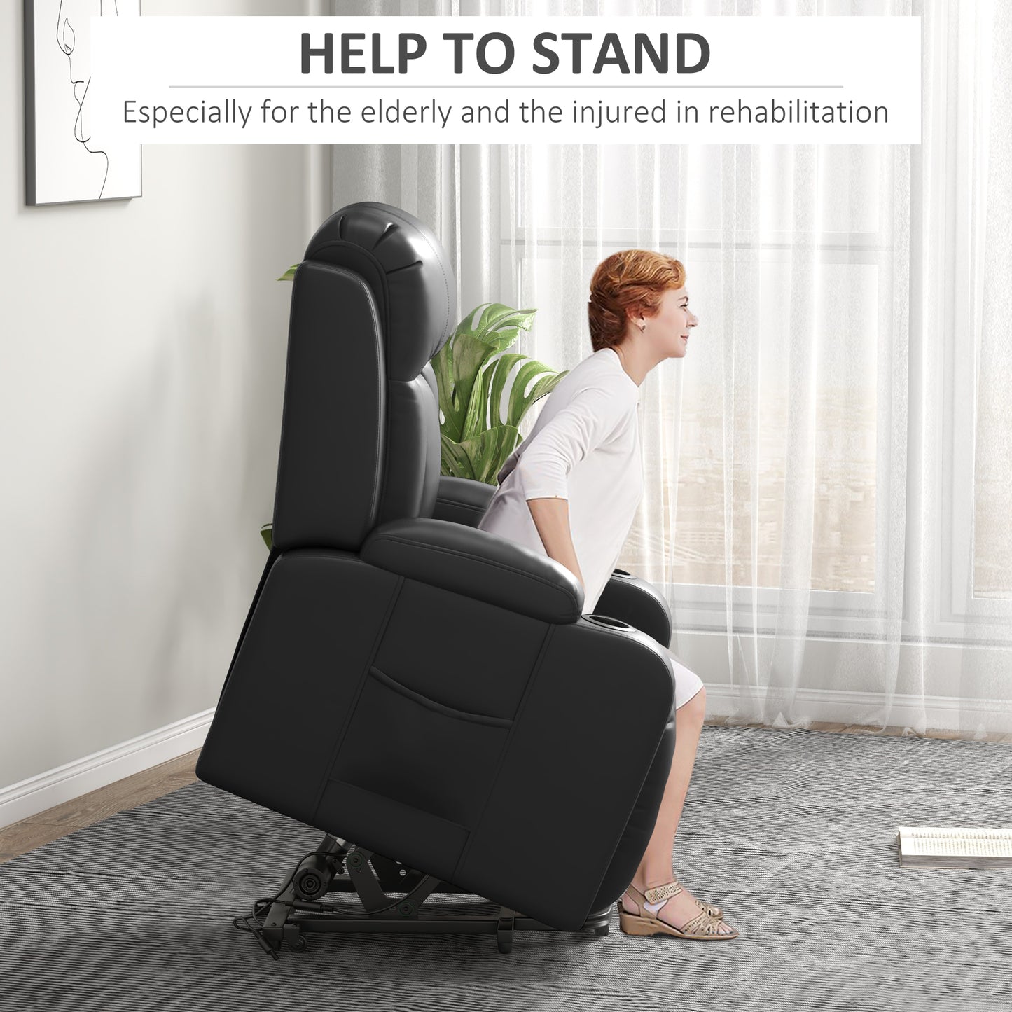 Fauteuil releveur électrique inclinable en cuir synthétique