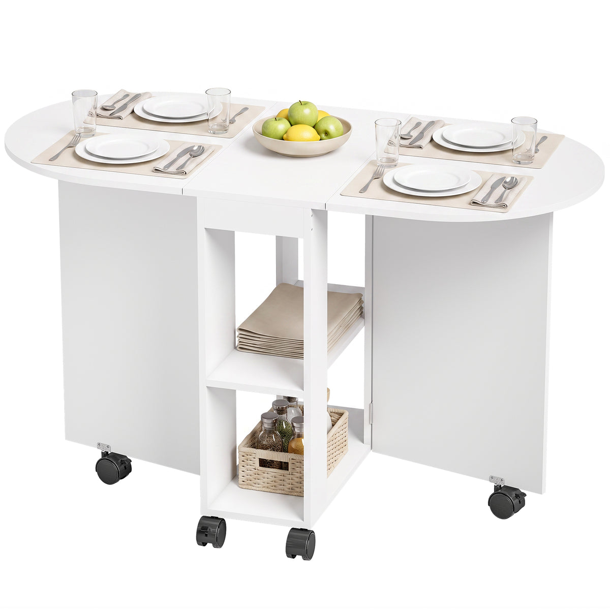 Table à manger pliante avec rangement pour petits espaces 120 cm