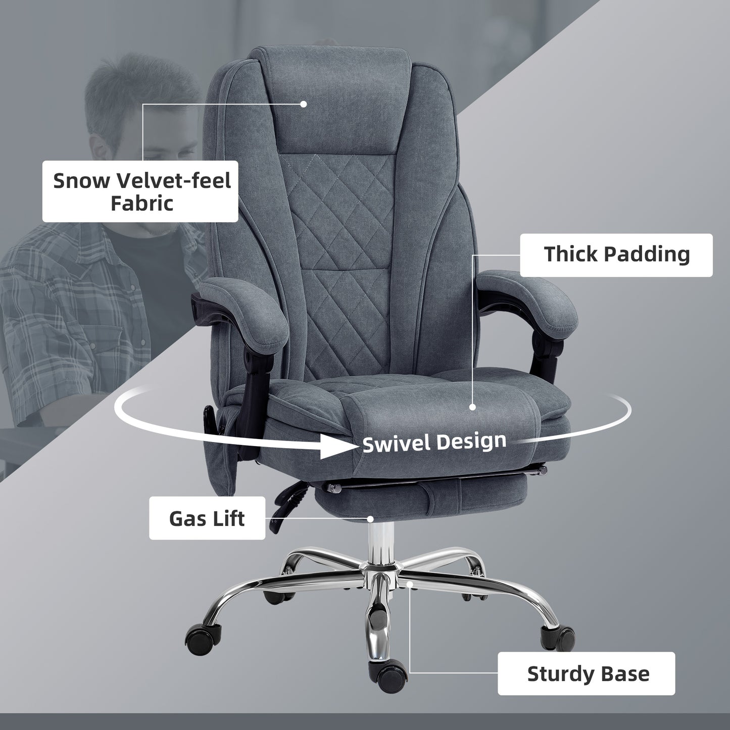Chaise bureau massage inclinable avec repose-pieds ajustable