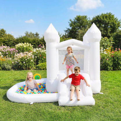 Château gonflable 3-en-1 avec glissoire et piscine à balles