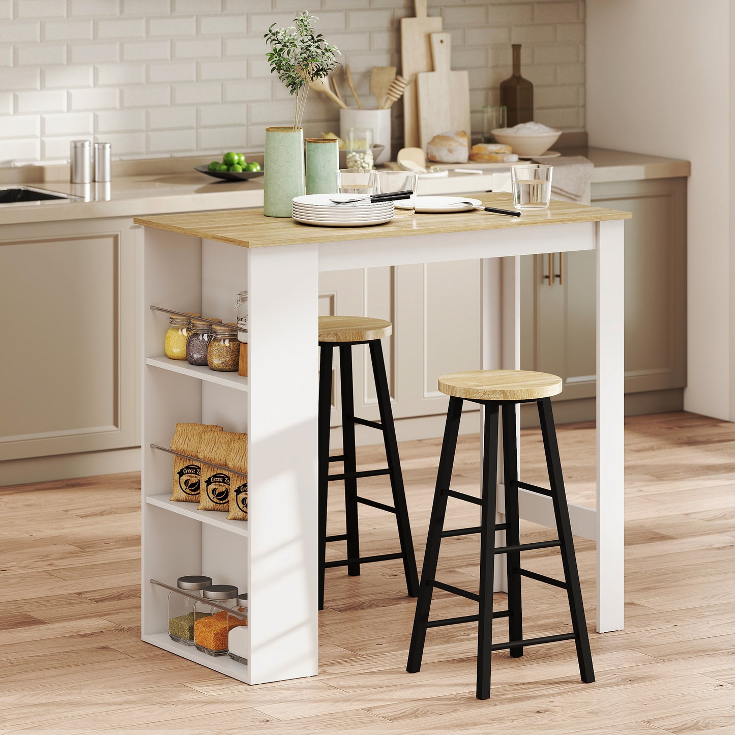 Table haute cuisine 3 tablettes rangement