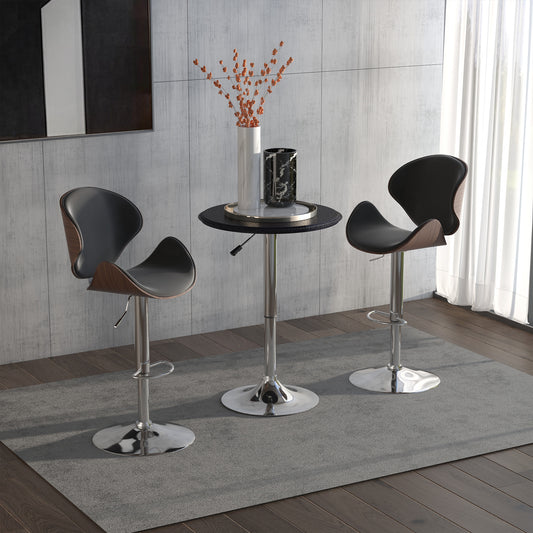 Table de bar ronde hauteur ajustable dessus simili cuir