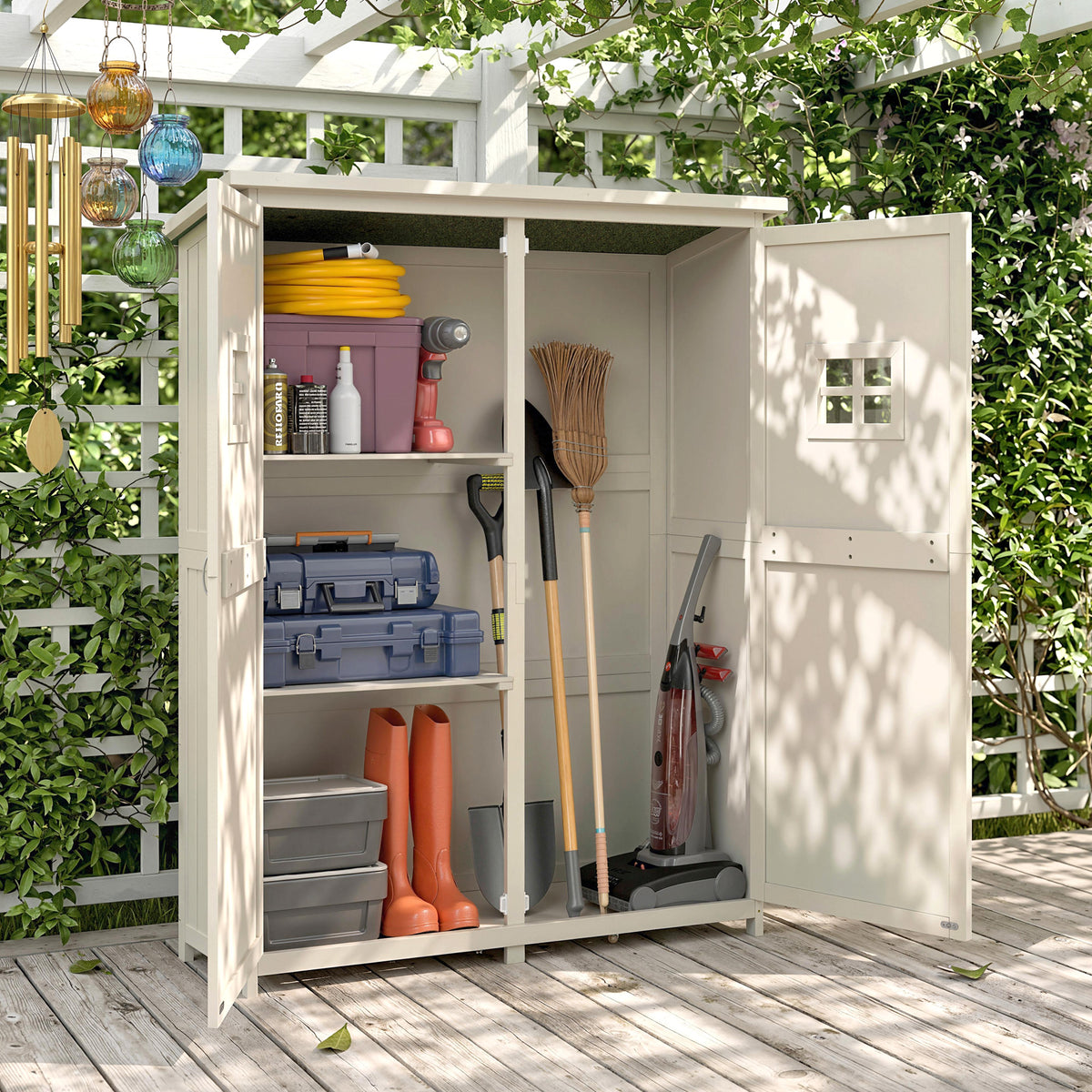 Abri de jardin bois 4x1,5 pi avec portes doubles