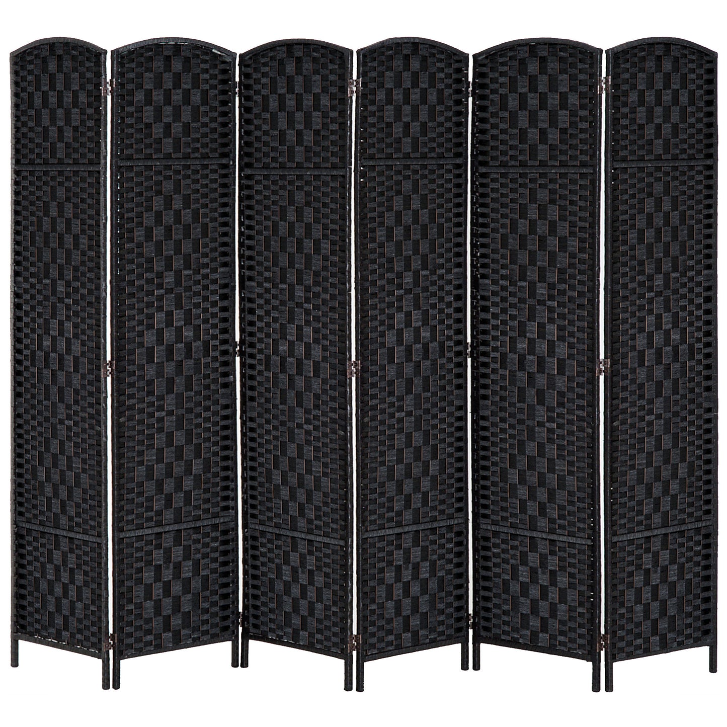 Paravent pliable 4 panneaux cadre bois tressé