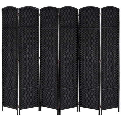 Paravent pliable 4 panneaux cadre bois tressé