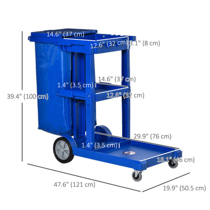 Chariot de nettoyage 3 étages avec sac à ordures