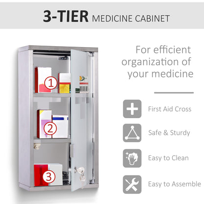 Armoire à pharmacie murale verrouillable en acier inoxydable