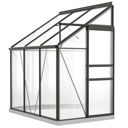  Lean-to Greenhouse Aluminium 192x127cm Polycarbonate Dark Grey