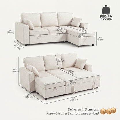 Causeuse modulaire convertible avec ottoman — gris