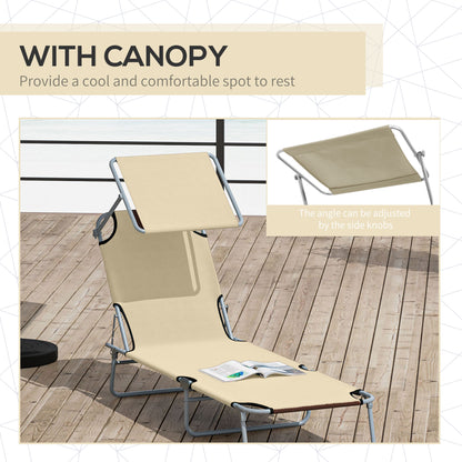Chaise longue pliante avec auvent réglable