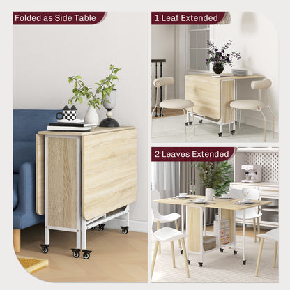 Table à manger pliante extensible avec tablette et roulettes