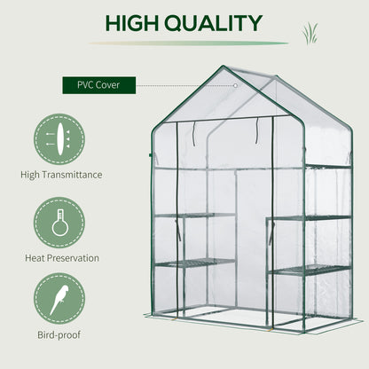 Serre de jardin walk-in 4 tablettes porte à rouleau