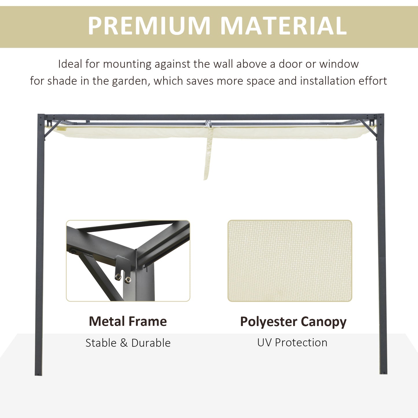 Pergola extérieure rétractable 3x3m cadre métal