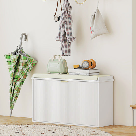 Banc d'entrée de rangement pour chaussures avec coussin