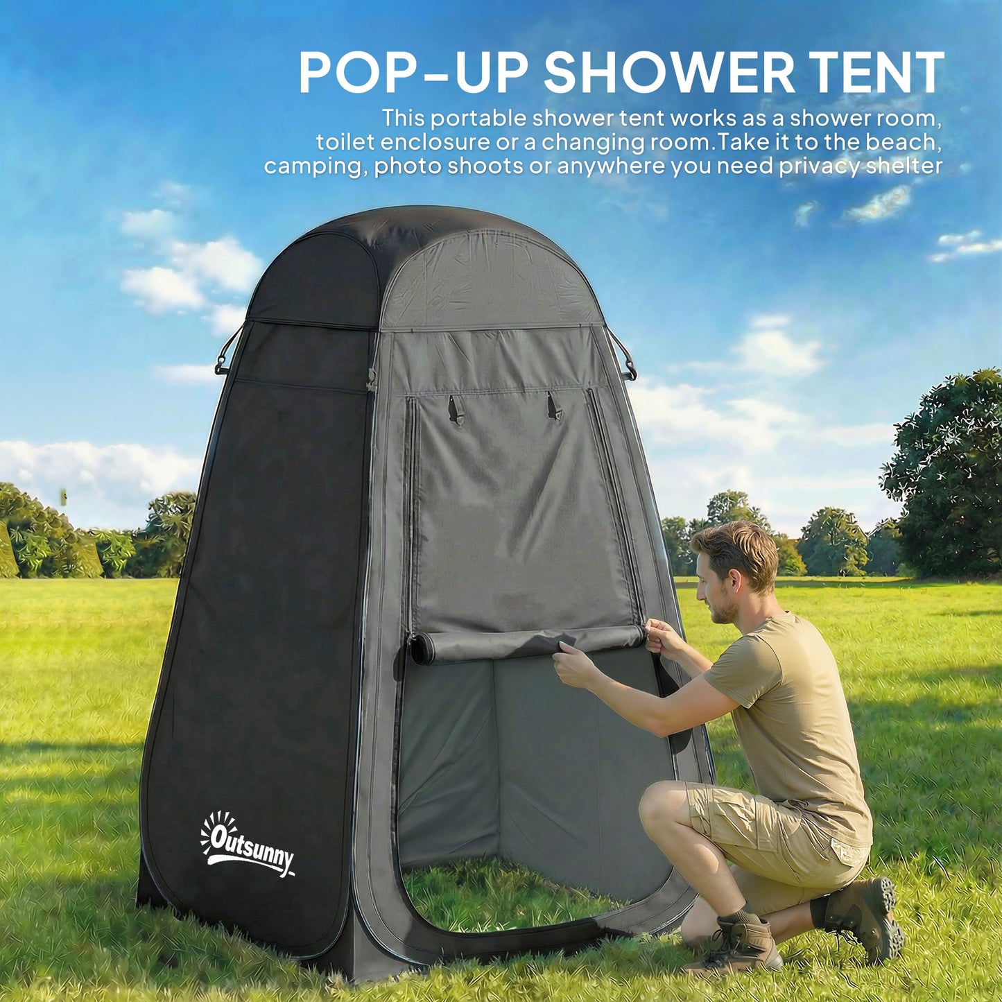 Tente de douche escamotable avec sac de transport
