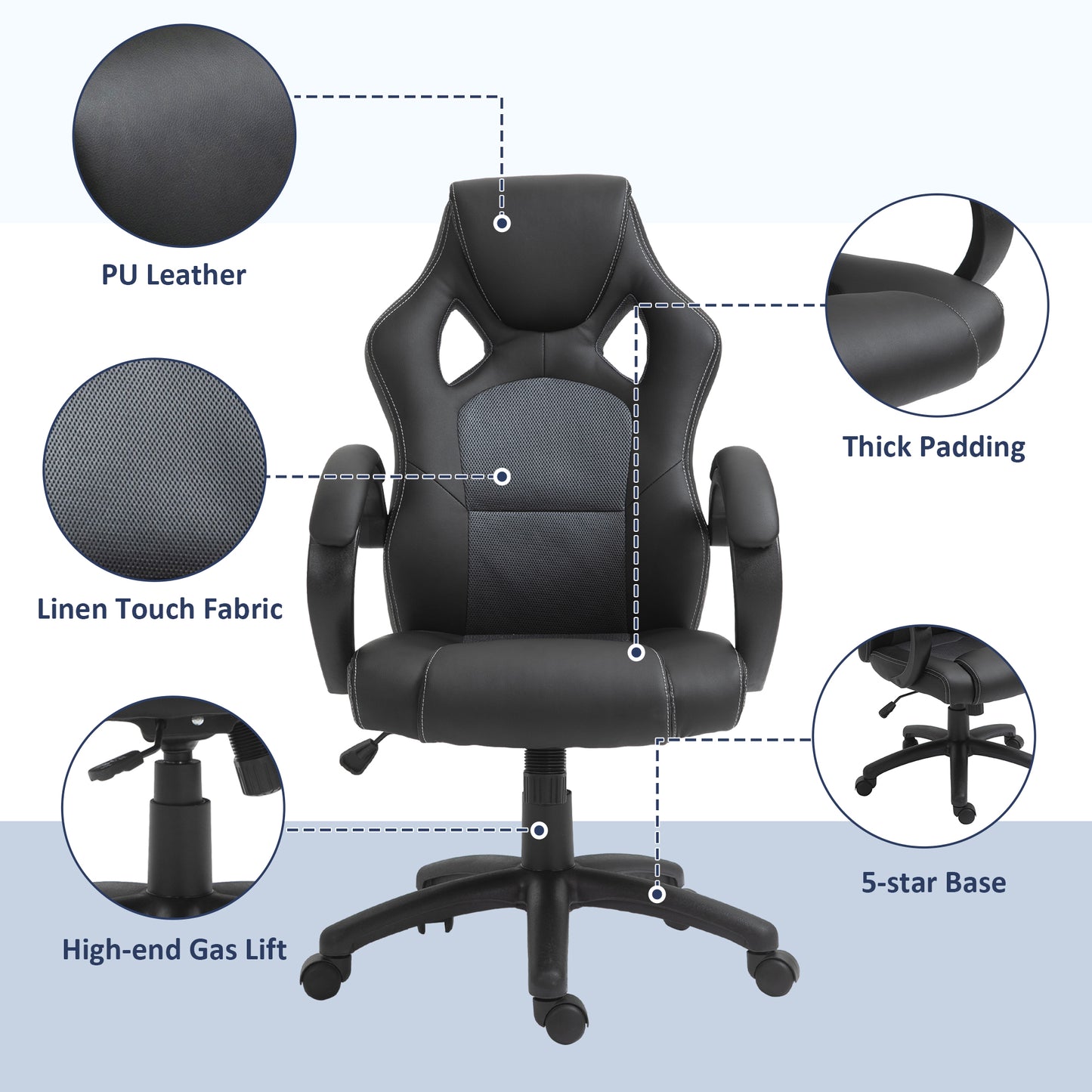 Chaise gaming ergonomique hauteur réglable