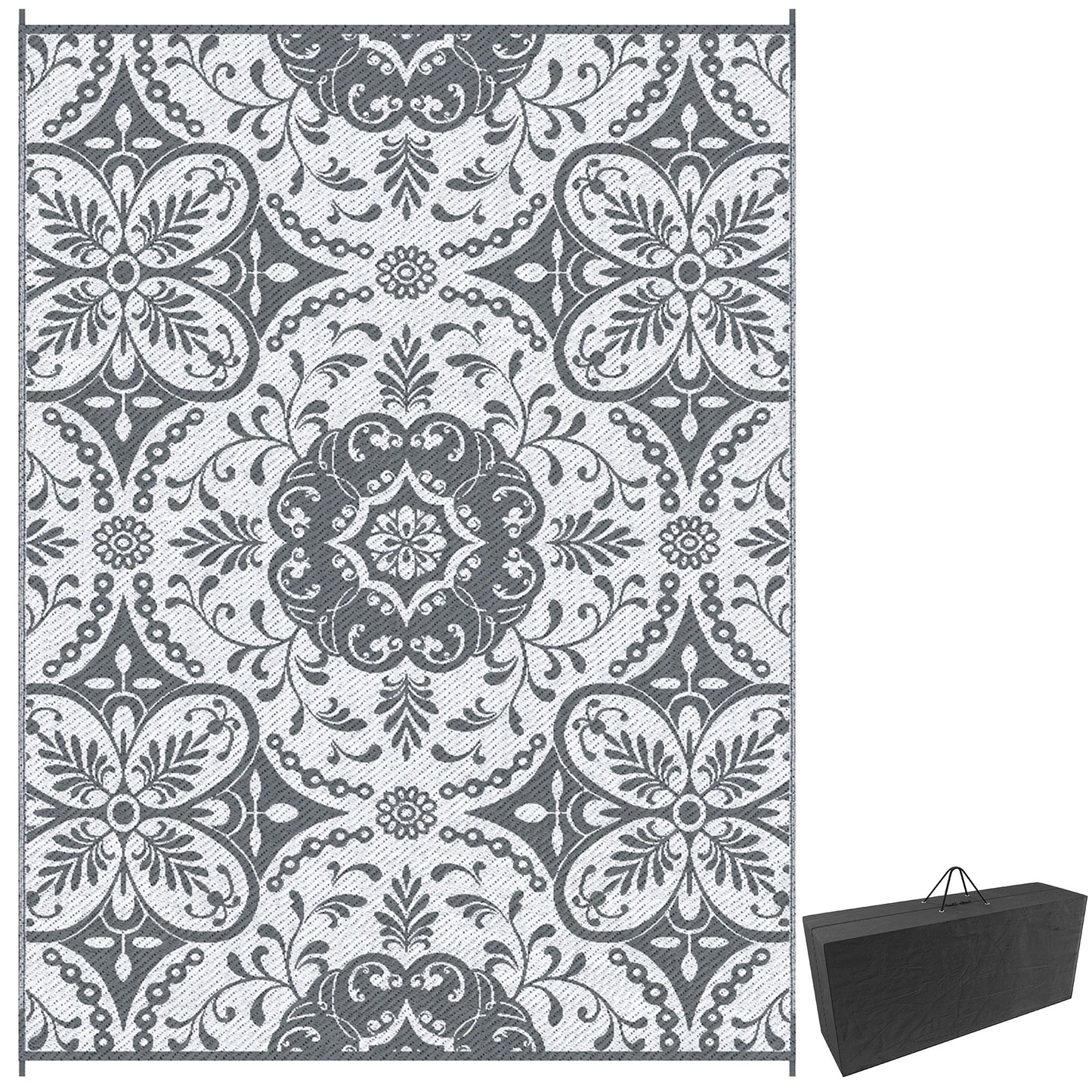 Tapis extérieur réversible 274 x 366 cm avec sac
