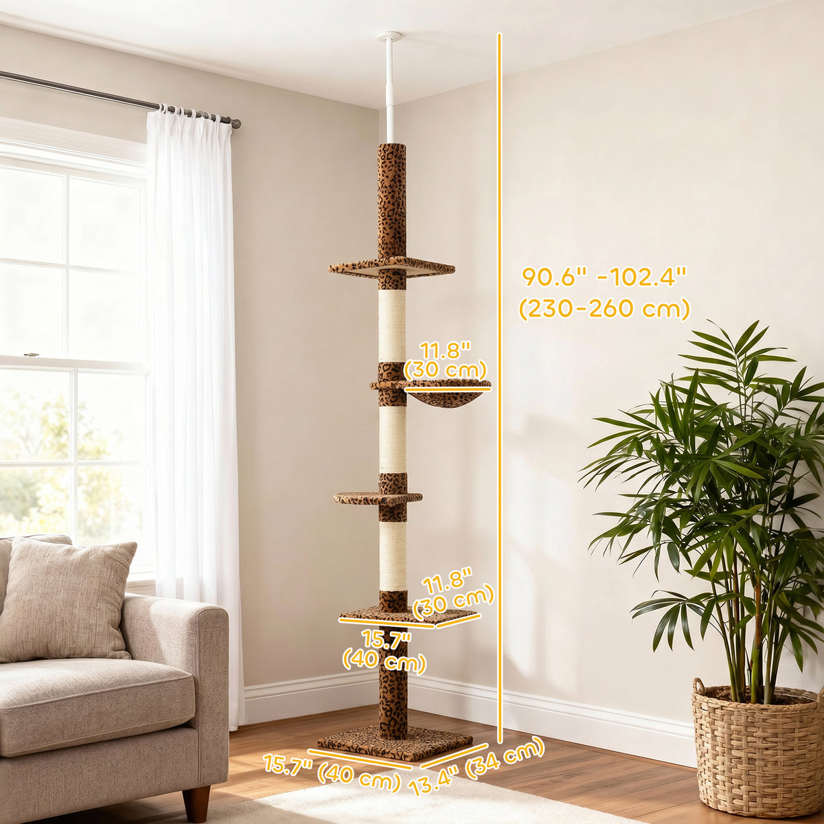 Arbre à chat 5 niveaux sol au plafond — Léopard