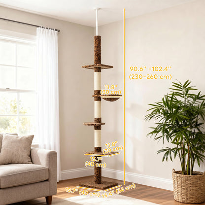 Arbre à chat 5 niveaux sol au plafond — Léopard