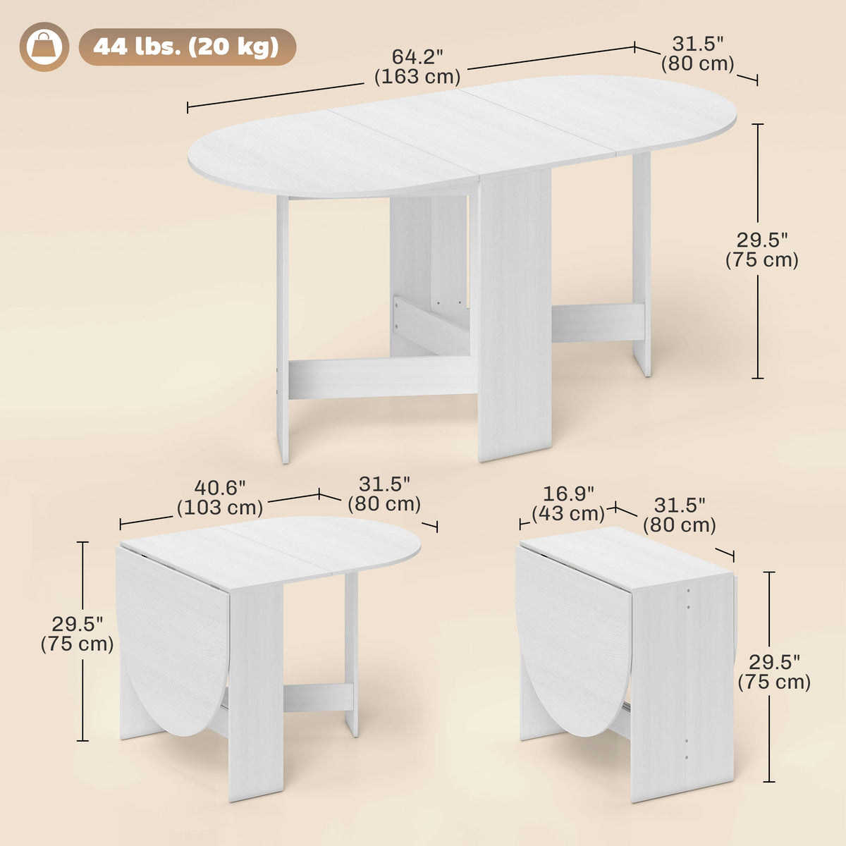 Table à manger pliante ovale