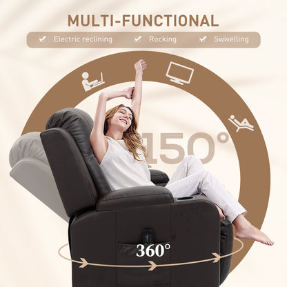 Fauteuil inclinable de massage pivotant en similicuir