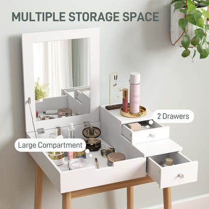 Coiffeuse avec miroir rabattable et tiroirs