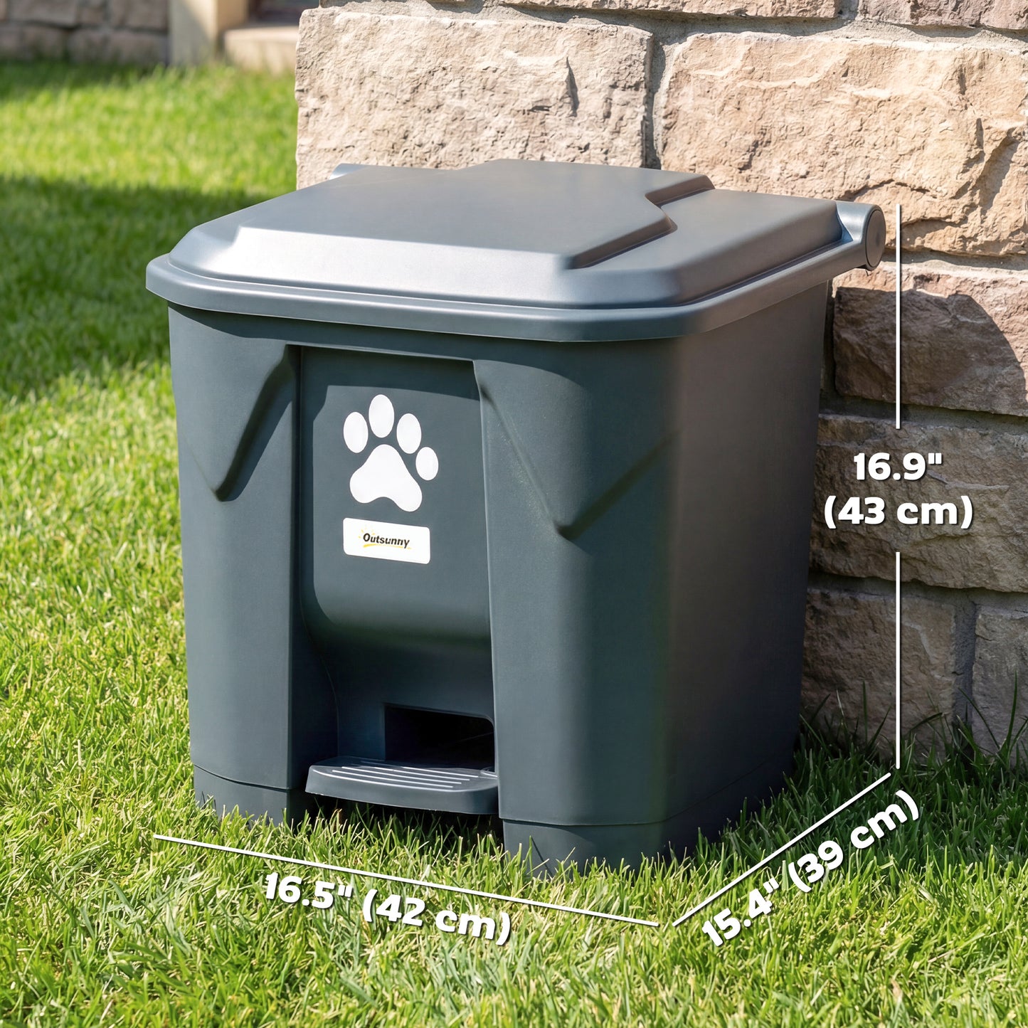 Poubelle extérieure à pédale pour déchets d'animaux 30 L