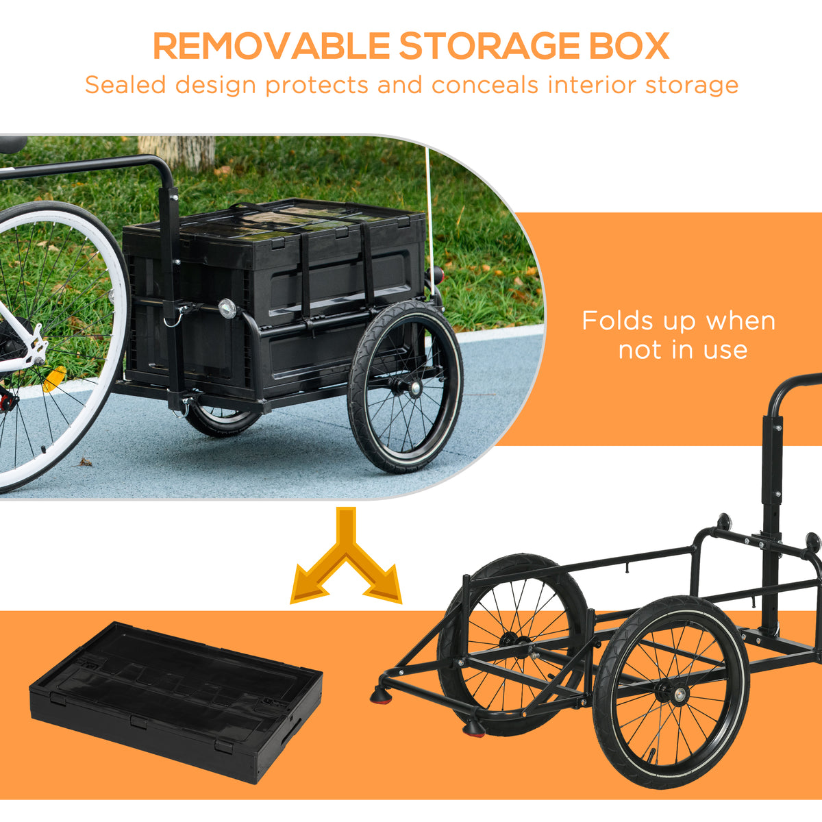 Remorque de vélo en acier pour chargement pliable