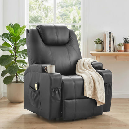 Fauteuil releveur électrique à dossier haut en similicuir