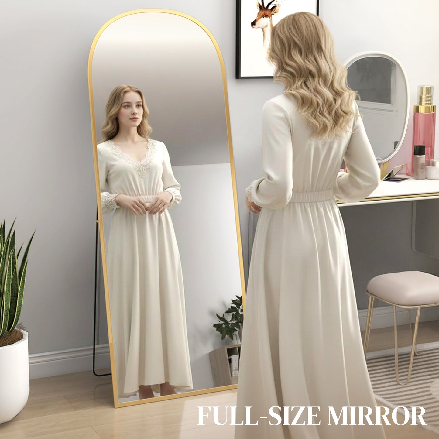 Miroir sur pied arche pleine longueur