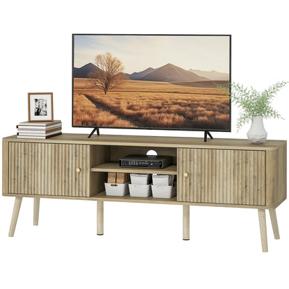Meuble télé portes cannelées et tablettes ajustables