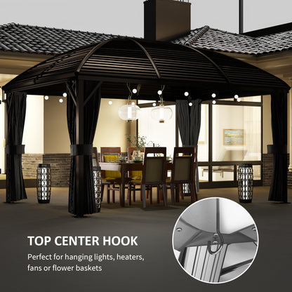 Gazebo hardtop aluminium avec moustiquaire et rideaux