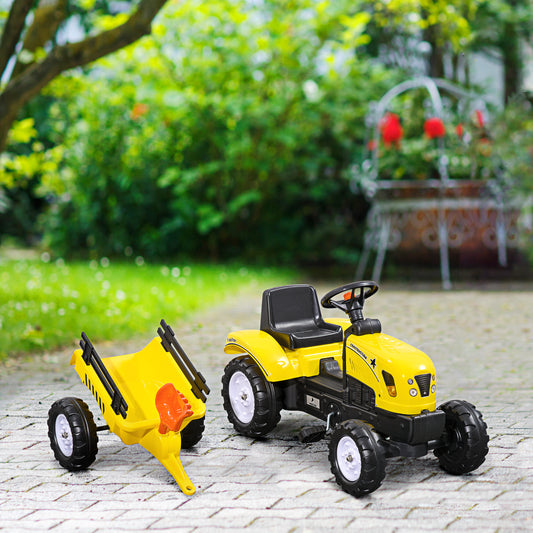 Tracteur pelleteuse pour enfants avec remorque