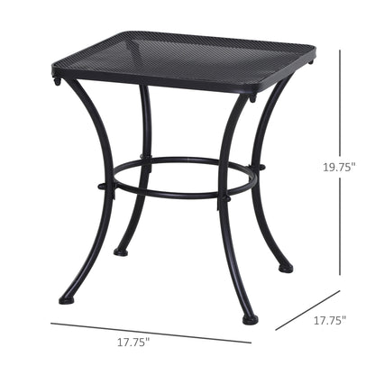 Table d'appoint de patio carrée en métal avec plateau en treillis